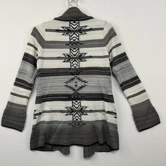 BCBG‎ Maxazria Women's Medium Open Front Cardigan Sweater Gray Black White - Picture 2 of 9